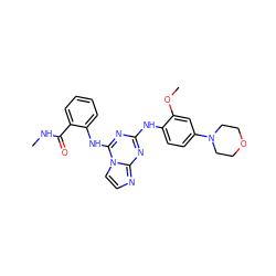 CNC(=O)c1ccccc1Nc1nc(Nc2ccc(N3CCOCC3)cc2OC)nc2nccn12 ZINC000299858865