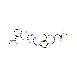 CNC(=O)c1ccccc1Nc1nc(Nc2ccc3c(c2)[C@@H](C)CN(CC(=O)N(C)C)CC3)ncc1Cl ZINC000169345231