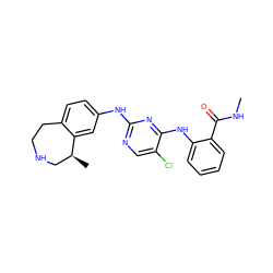 CNC(=O)c1ccccc1Nc1nc(Nc2ccc3c(c2)[C@@H](C)CNCC3)ncc1Cl ZINC000169345227