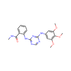 CNC(=O)c1ccccc1Nc1ncnc(Nc2cc(OC)c(OC)c(OC)c2)n1 ZINC000096273894