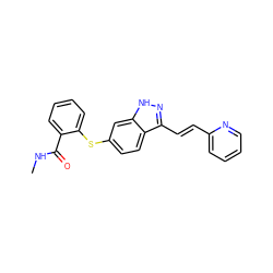 CNC(=O)c1ccccc1Sc1ccc2c(/C=C/c3ccccn3)n[nH]c2c1 ZINC000003816287