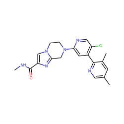 CNC(=O)c1cn2c(n1)CN(c1cc(-c3ncc(C)cc3C)c(Cl)cn1)CC2 ZINC000169342736