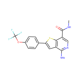 CNC(=O)c1cnc(N)c2cc(-c3ccc(OC(F)(F)F)cc3)sc12 ZINC000073224614
