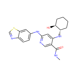 CNC(=O)c1cnc(Nc2ccc3ncsc3c2)cc1N[C@H]1CCCC[C@@H]1O ZINC001772641973