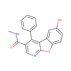 CNC(=O)c1cnc2oc3ccc(O)cc3c2c1-c1ccccc1 ZINC000169327787