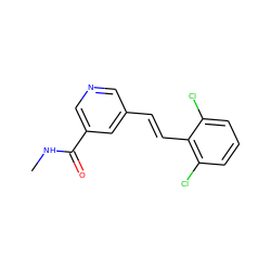 CNC(=O)c1cncc(/C=C/c2c(Cl)cccc2Cl)c1 ZINC000036187617