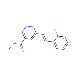 CNC(=O)c1cncc(/C=C/c2ccccc2Cl)c1 ZINC000040576337