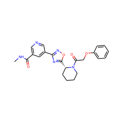 CNC(=O)c1cncc(-c2noc([C@H]3CCCCN3C(=O)COc3ccccc3)n2)c1 ZINC000144395464