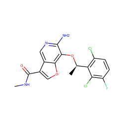 CNC(=O)c1coc2c(O[C@H](C)c3c(Cl)ccc(F)c3Cl)c(N)ncc12 ZINC000096273061