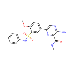 CNC(=O)c1nc(-c2ccc(OC)c(S(=O)(=O)Nc3ccccc3)c2)cnc1N ZINC000095571873