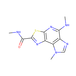 CNC(=O)c1nc2c(nc(NC)c3ncn(C)c32)s1 ZINC000040828805