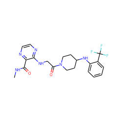 CNC(=O)c1nccnc1NCC(=O)N1CCC(Nc2ccccc2C(F)(F)F)CC1 ZINC000028704962