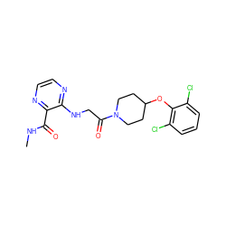 CNC(=O)c1nccnc1NCC(=O)N1CCC(Oc2c(Cl)cccc2Cl)CC1 ZINC000028704945