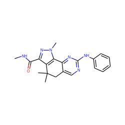 CNC(=O)c1nn(C)c2c1C(C)(C)Cc1cnc(Nc3ccccc3)nc1-2 ZINC000147721798