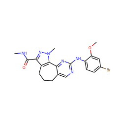 CNC(=O)c1nn(C)c2c1CCCc1cnc(Nc3ccc(Br)cc3OC)nc1-2 ZINC000147840607