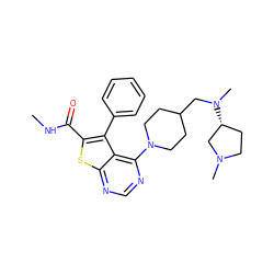 CNC(=O)c1sc2ncnc(N3CCC(CN(C)[C@@H]4CCN(C)C4)CC3)c2c1-c1ccccc1 ZINC000146397474