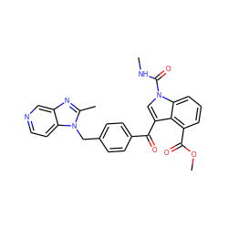 CNC(=O)n1cc(C(=O)c2ccc(Cn3c(C)nc4cnccc43)cc2)c2c(C(=O)OC)cccc21 ZINC000013776656