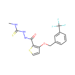 CNC(=S)NNC(=O)c1sccc1OCc1cccc(C(F)(F)F)c1 ZINC000008773012