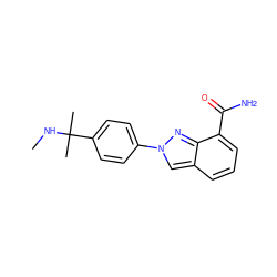 CNC(C)(C)c1ccc(-n2cc3cccc(C(N)=O)c3n2)cc1 ZINC000049069428