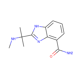 CNC(C)(C)c1nc2c(C(N)=O)cccc2[nH]1 ZINC000040936067