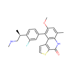 CNC[C@@H](C)c1ccc(-c2c(OC)cc(C)c3[nH]c(=O)c4sccc4c23)cc1F ZINC000149337694