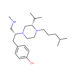 CNC[C@@H](Cc1ccc(O)cc1)N1CCN(CCCC(C)C)[C@@H](C(C)C)C1 ZINC000045320817