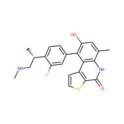 CNC[C@H](C)c1ccc(-c2c(O)cc(C)c3[nH]c(=O)c4sccc4c23)cc1F ZINC000166203581