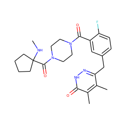 CNC1(C(=O)N2CCN(C(=O)c3cc(Cc4n[nH]c(=O)c(C)c4C)ccc3F)CC2)CCCC1 ZINC000045356392