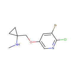 CNC1(COc2cnc(Cl)c(Br)c2)CC1 ZINC000029126824