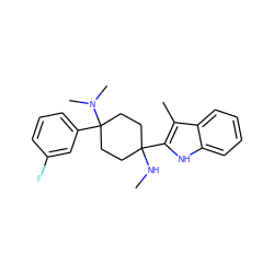 CNC1(c2[nH]c3ccccc3c2C)CCC(c2cccc(F)c2)(N(C)C)CC1 ZINC000147100930