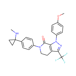 CNC1(c2ccc(N3CCc4c(C(F)(F)F)nn(-c5ccc(OC)cc5)c4C3=O)cc2)CC1 ZINC000040866469