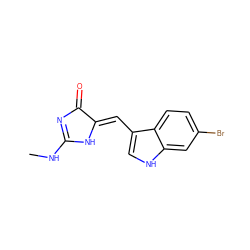 CNC1=NC(=O)/C(=C/c2c[nH]c3cc(Br)ccc23)N1 ZINC000084709547