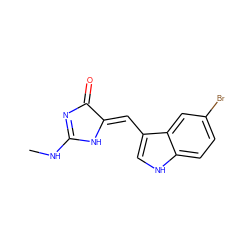 CNC1=NC(=O)/C(=C/c2c[nH]c3ccc(Br)cc23)N1 ZINC000084712274