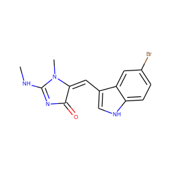 CNC1=NC(=O)/C(=C\c2c[nH]c3ccc(Br)cc23)N1C ZINC000084441638