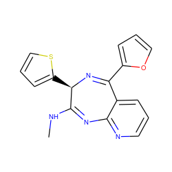 CNC1=Nc2ncccc2C(c2ccco2)=N[C@@H]1c1cccs1 ZINC000036472691