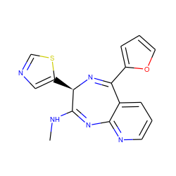 CNC1=Nc2ncccc2C(c2ccco2)=N[C@@H]1c1cncs1 ZINC000049552070