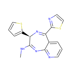 CNC1=Nc2ncccc2C(c2nccs2)=N[C@@H]1c1cccs1 ZINC000040913395