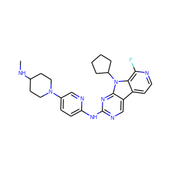 CNC1CCN(c2ccc(Nc3ncc4c5ccnc(F)c5n(C5CCCC5)c4n3)nc2)CC1 ZINC000169706761