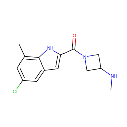 CNC1CN(C(=O)c2cc3cc(Cl)cc(C)c3[nH]2)C1 ZINC000084671027