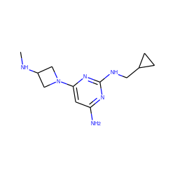 CNC1CN(c2cc(N)nc(NCC3CC3)n2)C1 ZINC000073157210