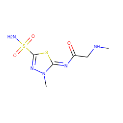 CNCC(=O)/N=c1\sc(S(N)(=O)=O)nn1C ZINC000013800519