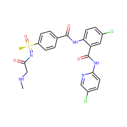 CNCC(=O)N=[S@](C)(=O)c1ccc(C(=O)Nc2ccc(Cl)cc2C(=O)Nc2ccc(Cl)cn2)cc1 ZINC000095579435