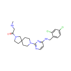 CNCC(=O)N1CCC2(CCN(c3nccc(NCc4ccc(Cl)cc4Cl)n3)CC2)C1 ZINC000653846269