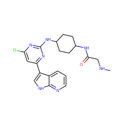 CNCC(=O)NC1CCC(Nc2nc(Cl)cc(-c3c[nH]c4ncccc34)n2)CC1 ZINC000063539716