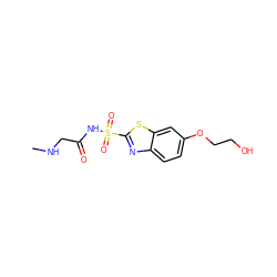 CNCC(=O)NS(=O)(=O)c1nc2ccc(OCCO)cc2s1 ZINC000027197379