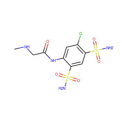 CNCC(=O)Nc1cc(Cl)c(S(N)(=O)=O)cc1S(N)(=O)=O ZINC000013800513