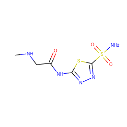 CNCC(=O)Nc1nnc(S(N)(=O)=O)s1 ZINC000013800516