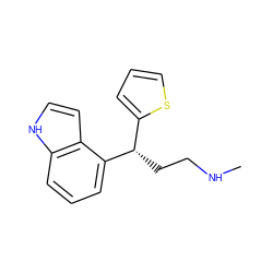 CNCC[C@@H](c1cccs1)c1cccc2[nH]ccc12 ZINC000040864798