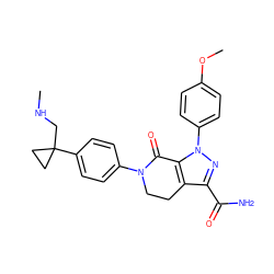 CNCC1(c2ccc(N3CCc4c(C(N)=O)nn(-c5ccc(OC)cc5)c4C3=O)cc2)CC1 ZINC000040394971