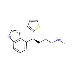 CNCCC[C@H](c1cccs1)c1cccc2[nH]ccc12 ZINC000040402918